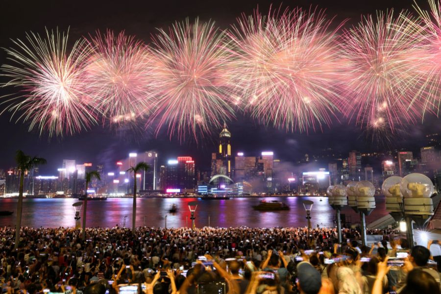 National Day fireworks in Hong Kong