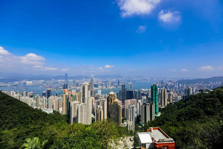 Skyline and harbour view of Hong Kong from Victoria Peak