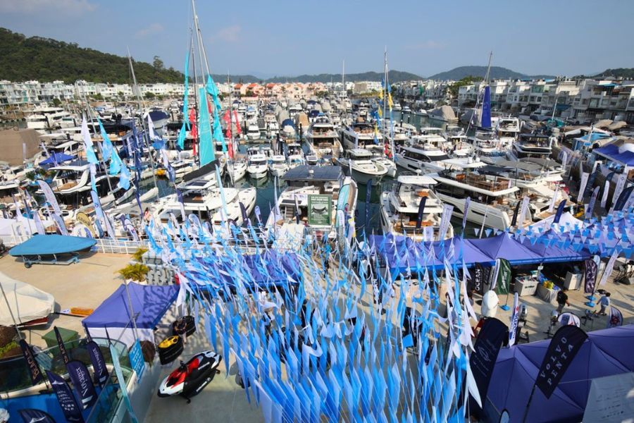 Yachts on display at the Hong Kong International Boat Show